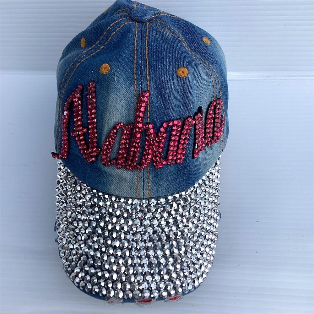Alabama Bedazzled Denim Baseball Cap with Rhinestones Adjustable Blue